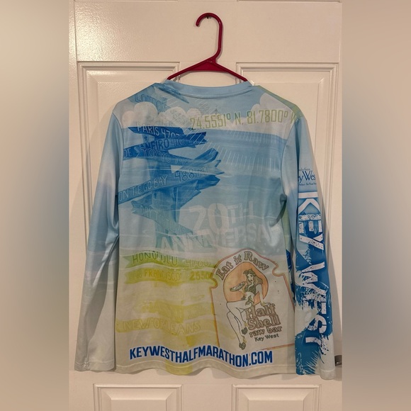 20th Anniversary Key West Half Marathon Long Sleeve Tee - Light Blue/Yellow - Picture 3 of 8